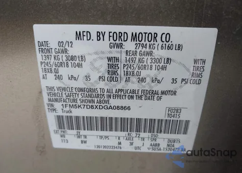 2013 Ford Explorer Xlt z USA, uszkodzony, nr VIN 1FM5K7D8XDGA08866